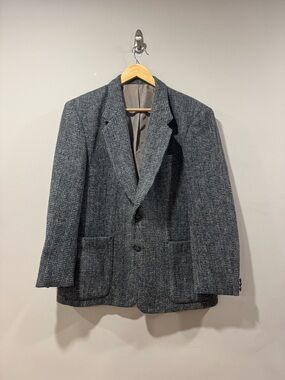 Vintage Harris Tweed Blazer Mens 42S John Pomer Wool Sport Coat Made in Canada